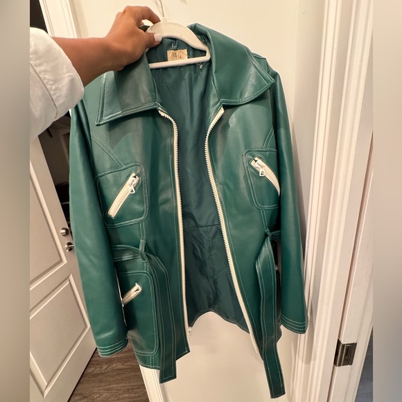 Vintage high quality faux leather in green size Medium Japanese made. - Picture 2 of 12